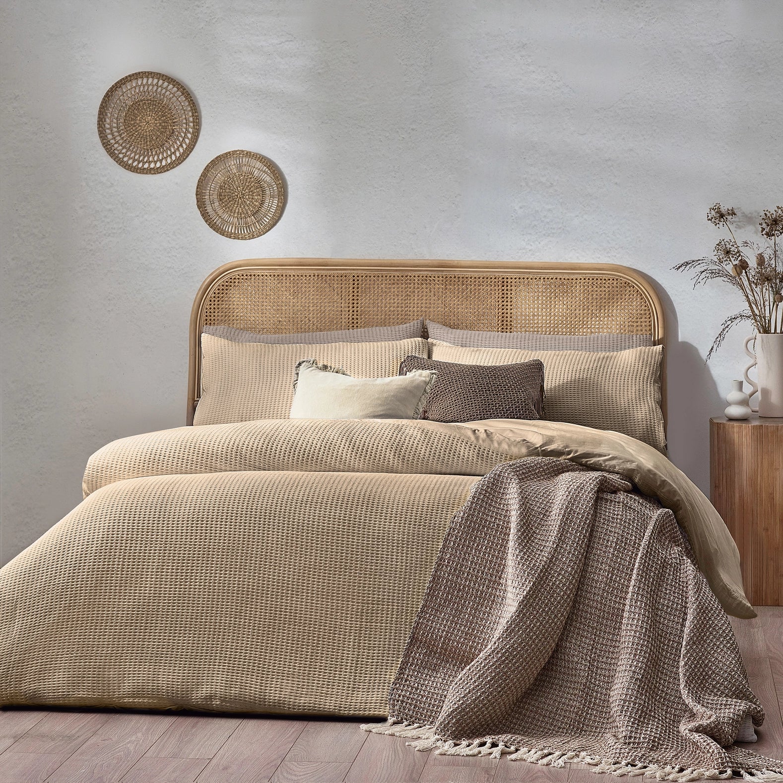 Bettbezug-Set Chunky Waffle, Leinen