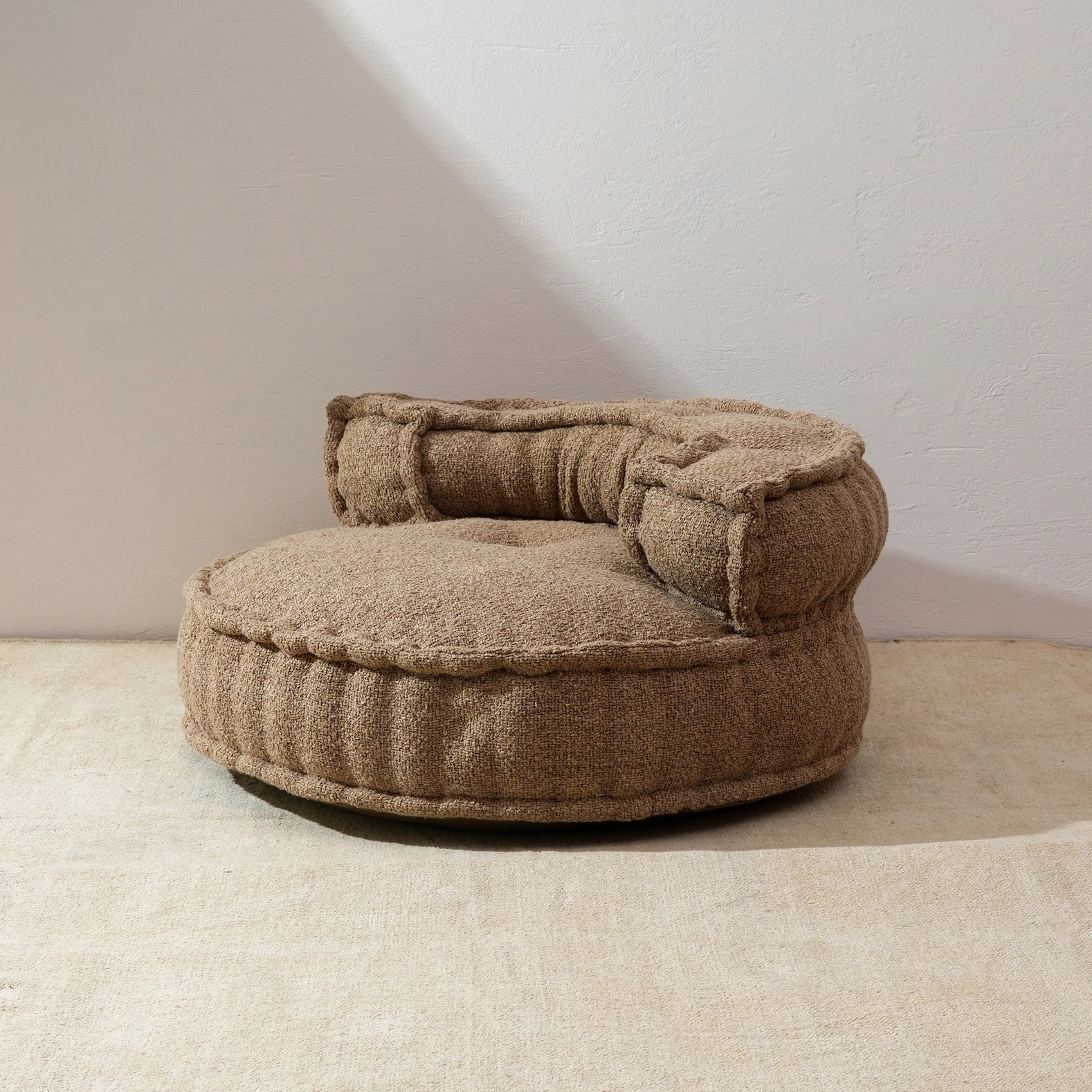 Bodensofa mit Baumwoll-Bouclé-Stoff - Creme