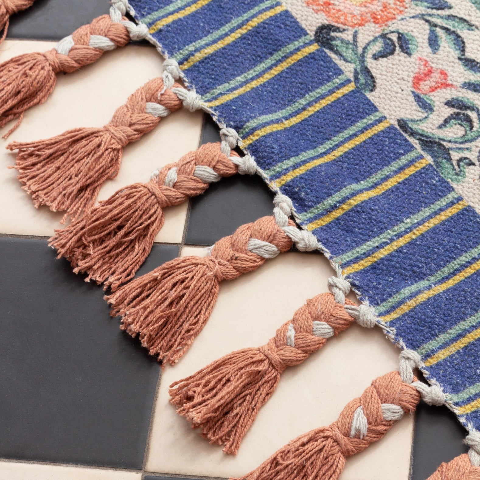Teppich Rosa, 120 x 180 cm, Marineblau/Gold