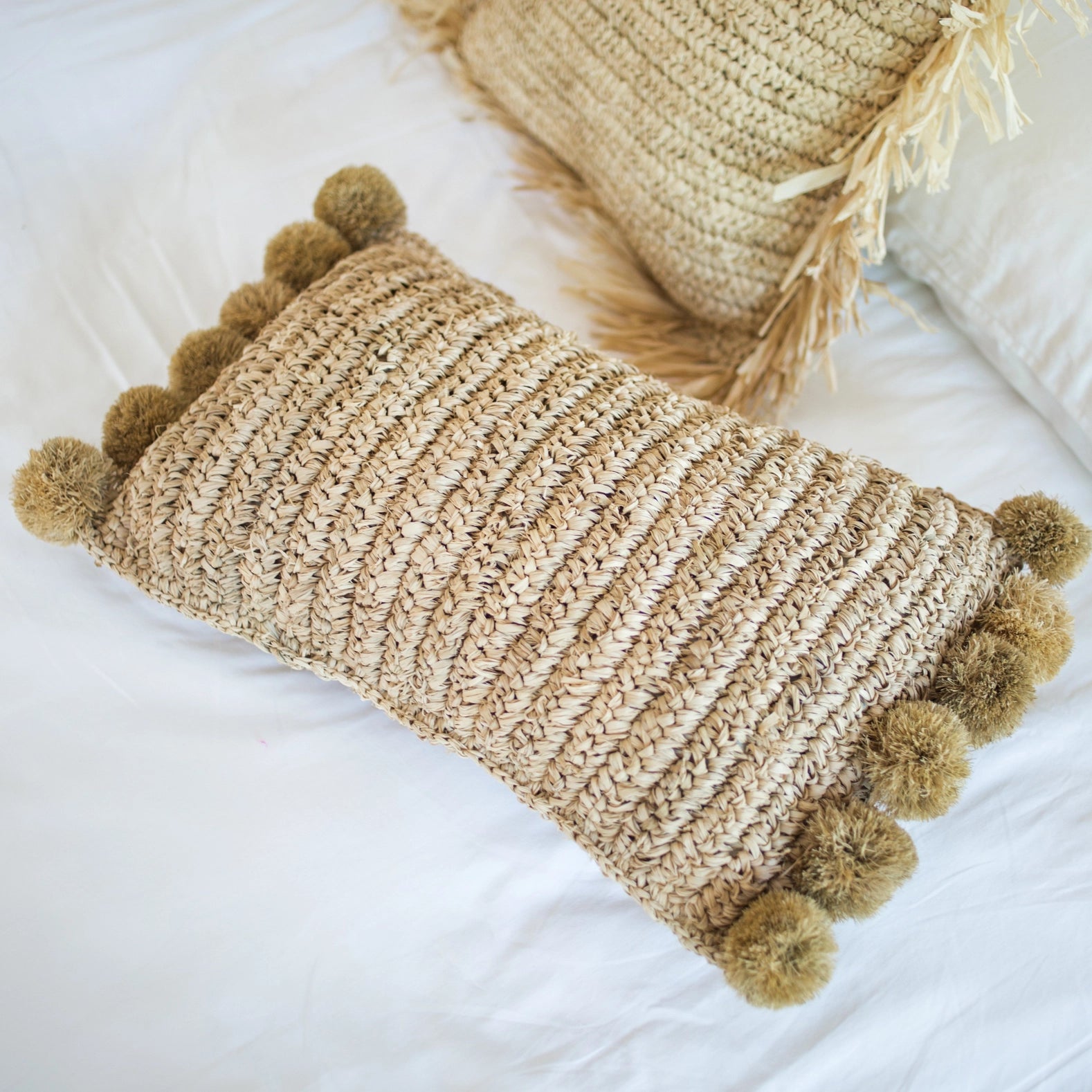 50x30 cm Dekokissen Raffia Dekokissen SANUR