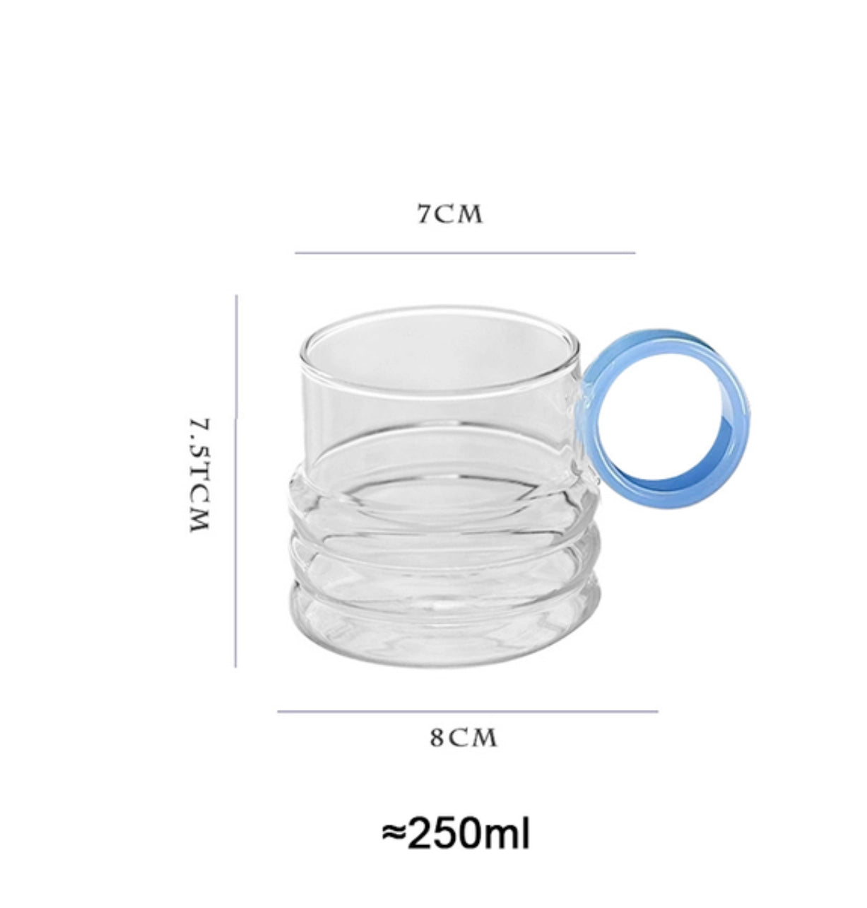 Ripple-Kaffeetasse mit buntem Griff/blau
