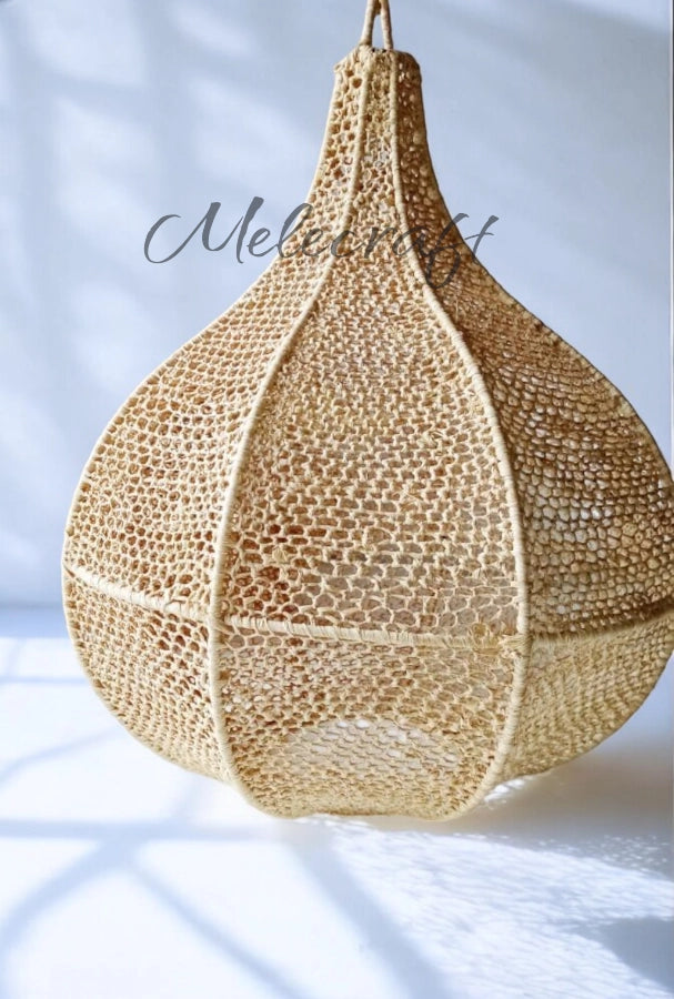Marokkanische Raffia-Pendelleuchte — Boho-Rattan-Kronleuchter