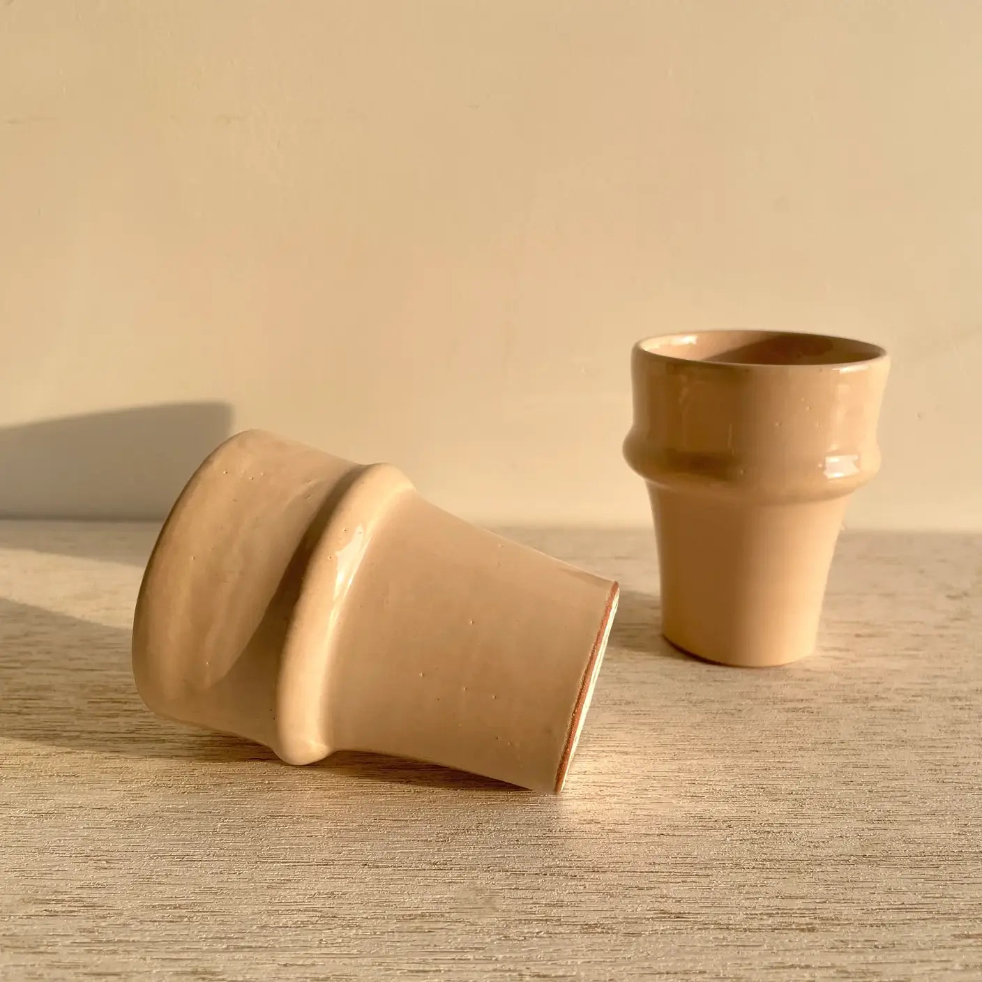 ☕ Beldi Marokkanischer Becher – Nude – Set aus 2 – Handgefertigte Keramik