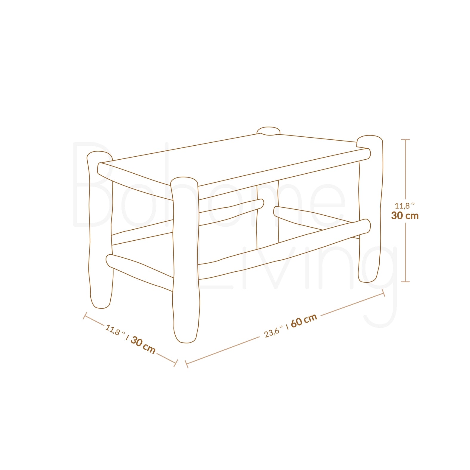 Kleine marokkanische Bank aus Holz und Leder