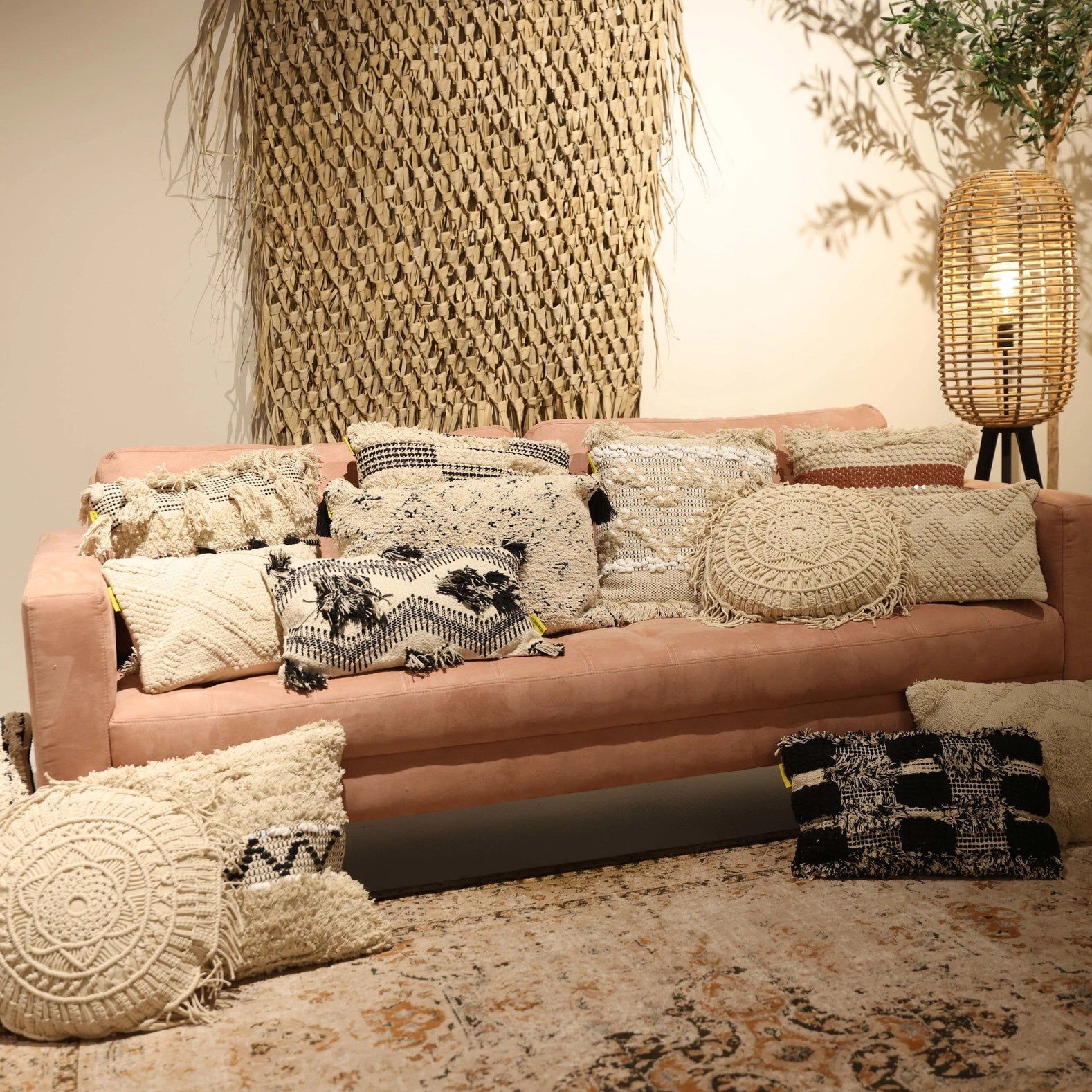 Boho Dekokissen Ibz14 30X50 Beige Schwarz