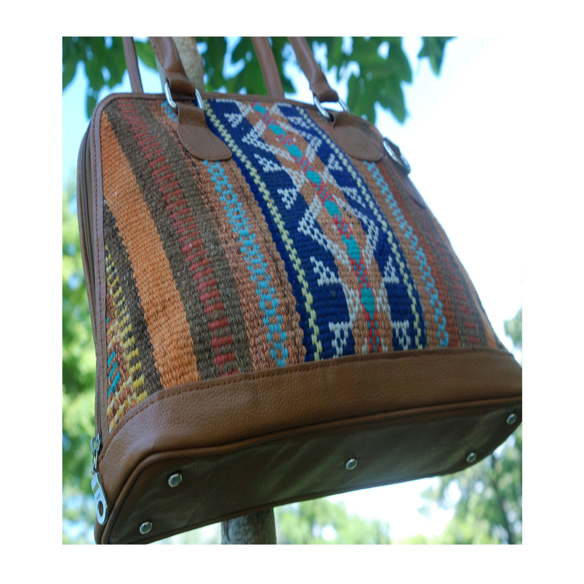 Paprika-Tasche Kilim aus Leder