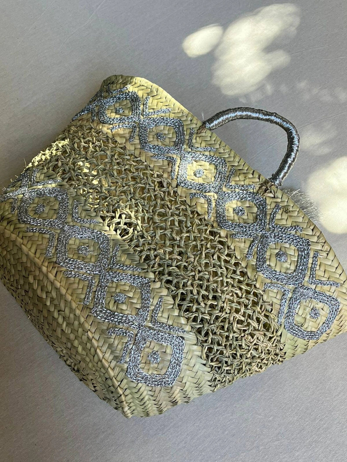 Französischer Korb, Tragetasche aus Stroh, Einkaufstüte, gewebte Tasche