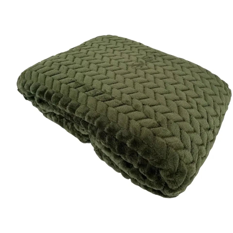 Jacquard Kuscheldecke olivgrün » XL Flanell Wohndecke 200x180cm » Wohndecke » wärmende Tagesdecke 350 g/m²