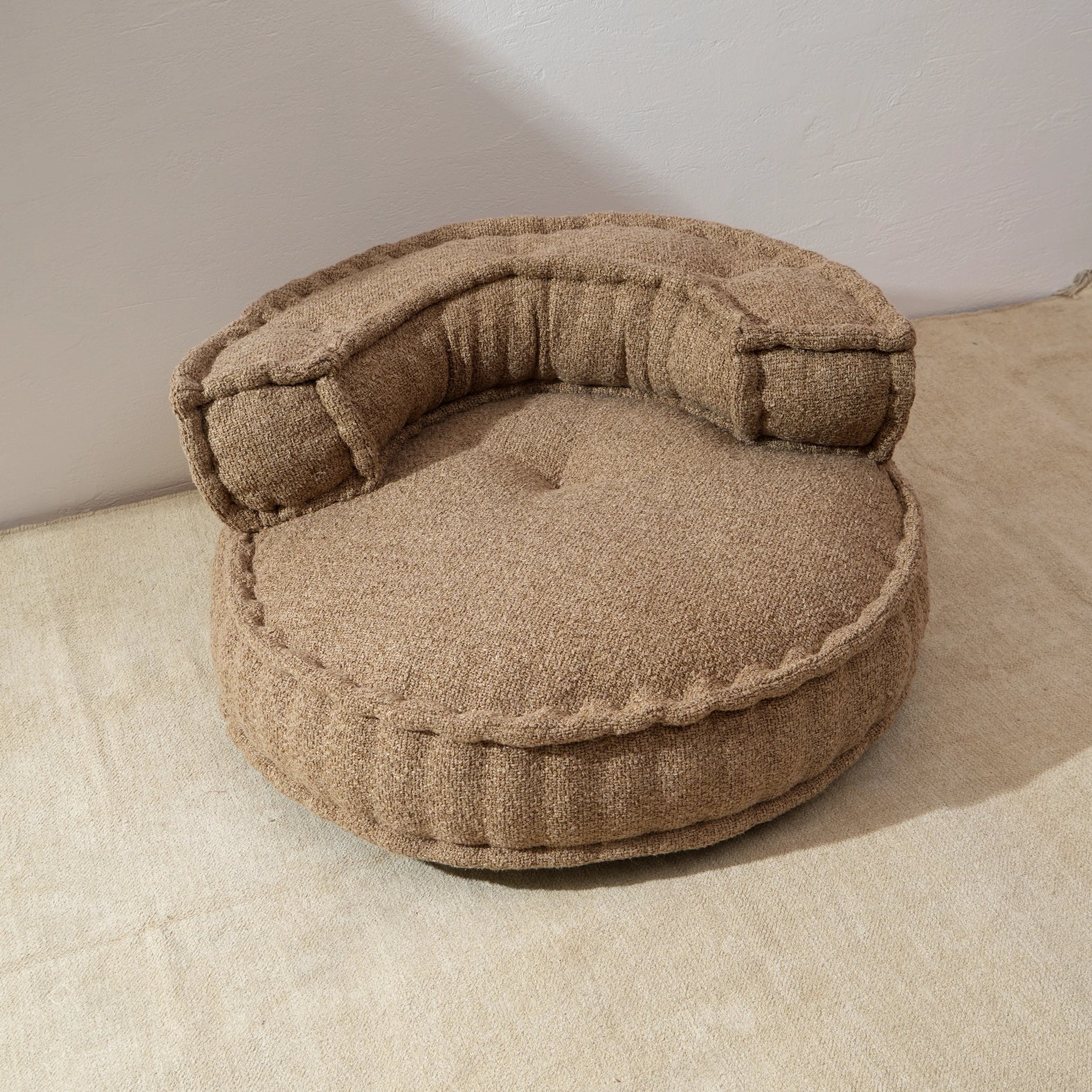 Bodensofa mit Baumwoll-Bouclé-Stoff - Creme