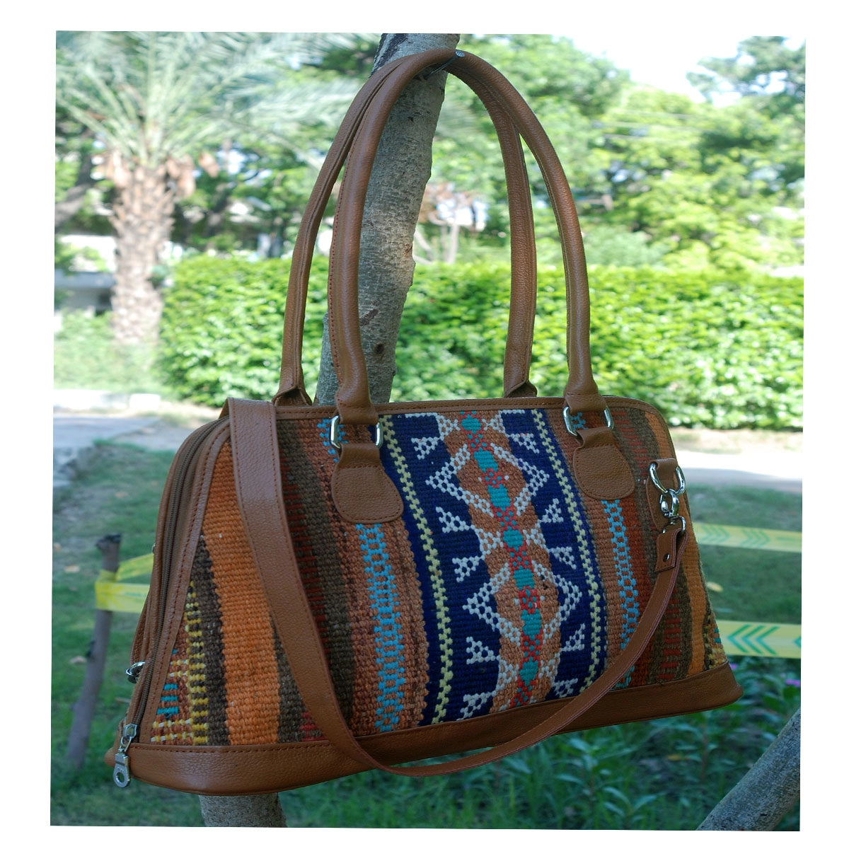 Paprika-Tasche Kilim aus Leder