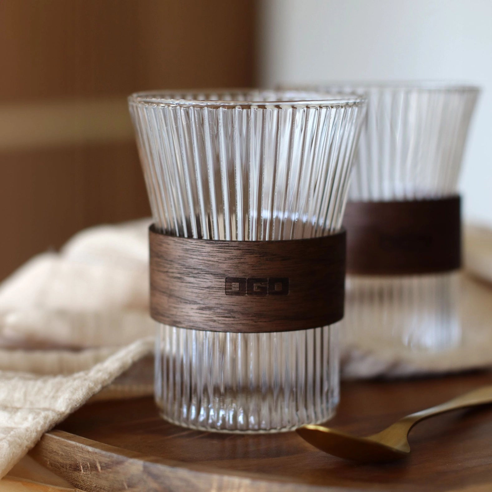 Set mit 2 Bechern aus transparentem Borosilikatglas von Karl, 250 ml
