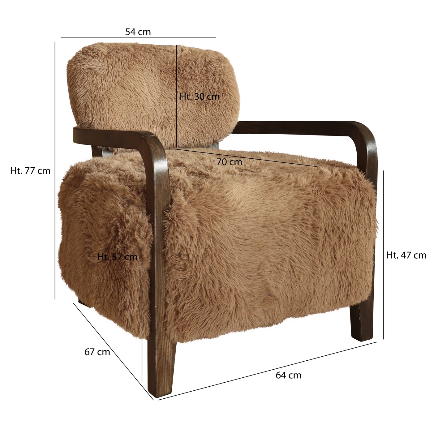 SESSEL AUS STOFF MIT CAPPUCCINO-LAMMFELLEFFEKT 71X79X77CM YACK