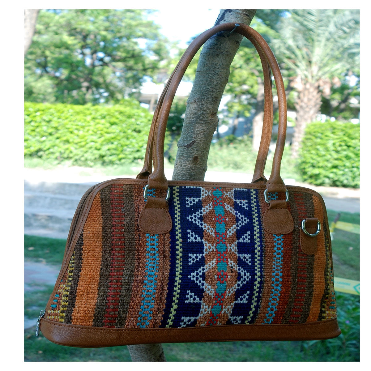 Paprika-Tasche Kilim aus Leder