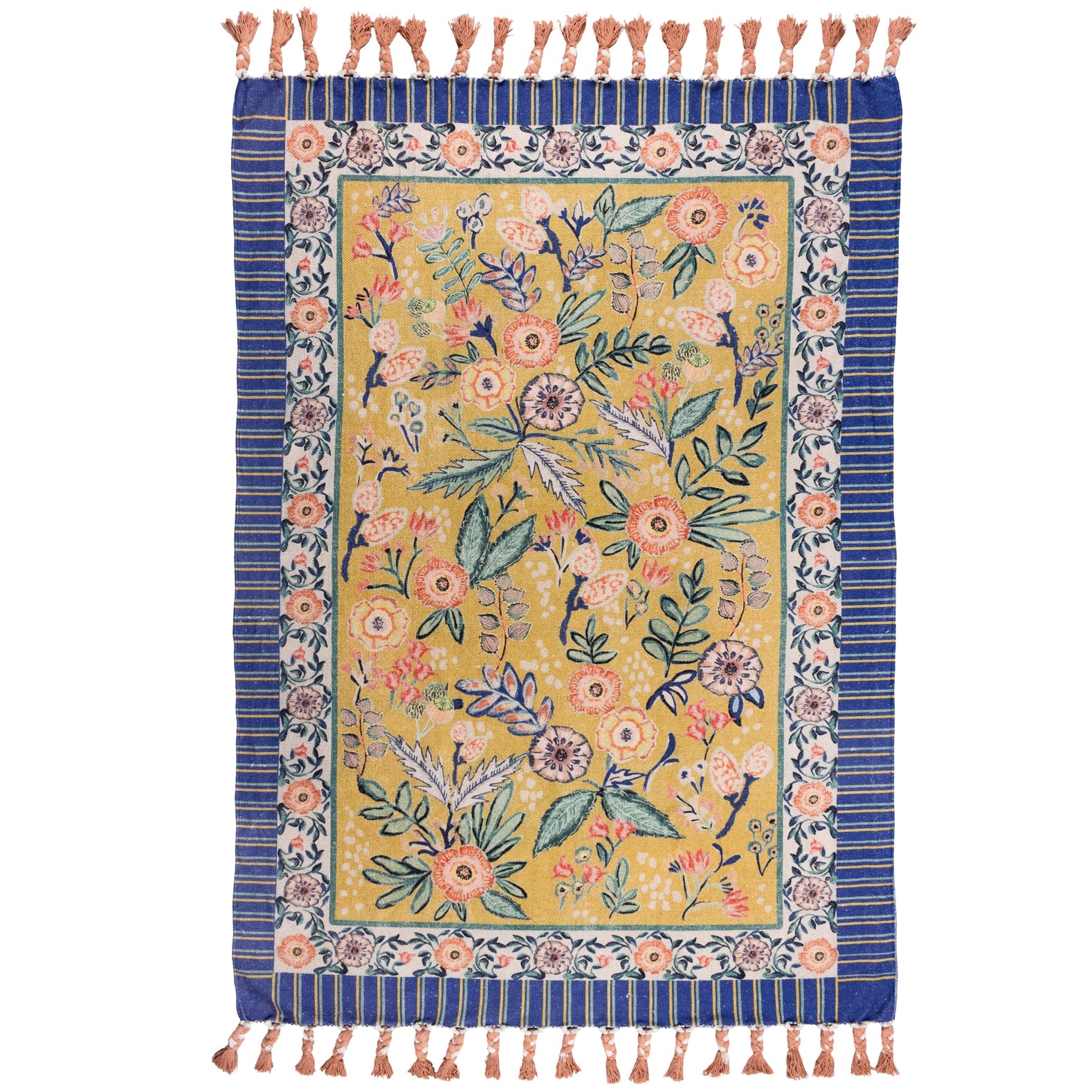 Teppich Rosa, 120 x 180 cm, Marineblau/Gold