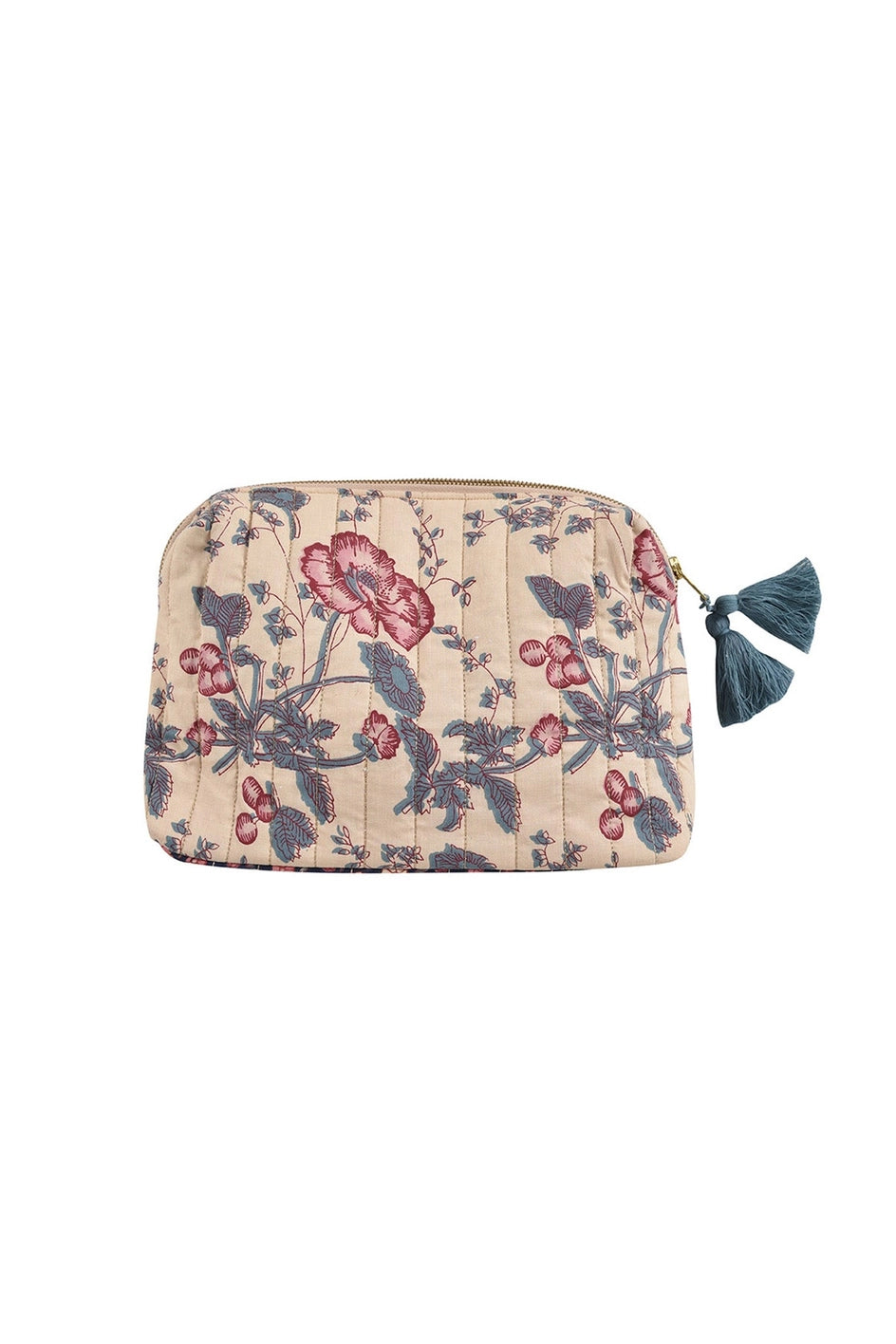 Teiki Tasche - Quasten - Blumen - Creme - Rosa