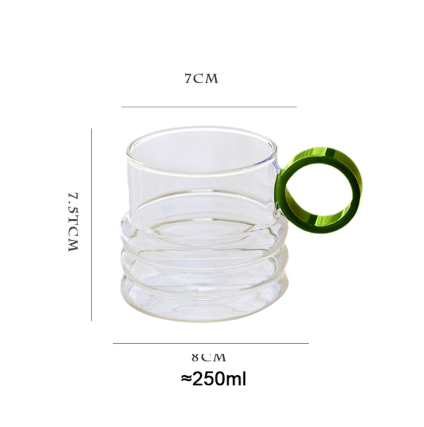 110 ml Espresso-Glasbecher | Kaffeetasse mit Kugelgriff/grün
