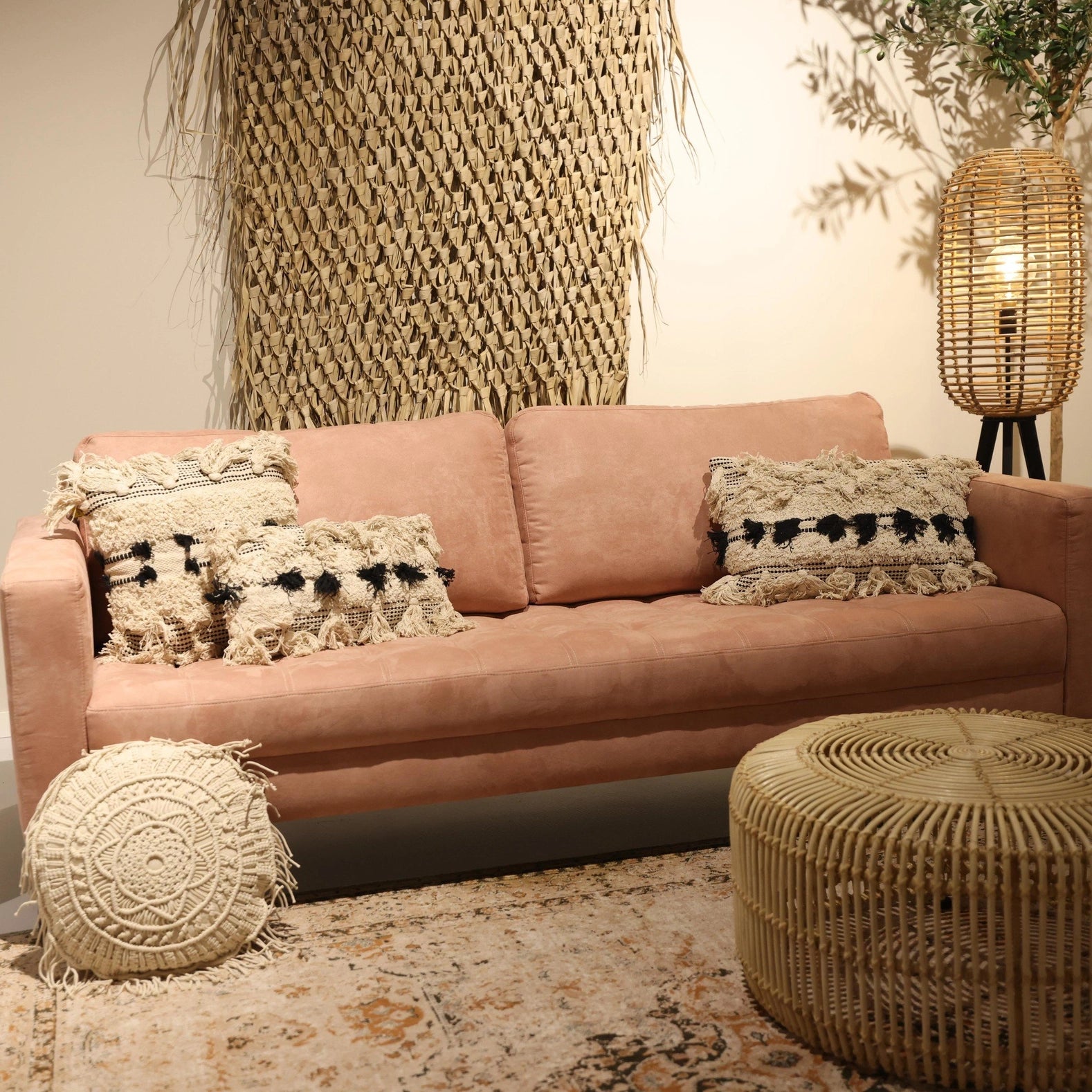 Boho Dekokissen Ibz14 30X50 Beige Schwarz