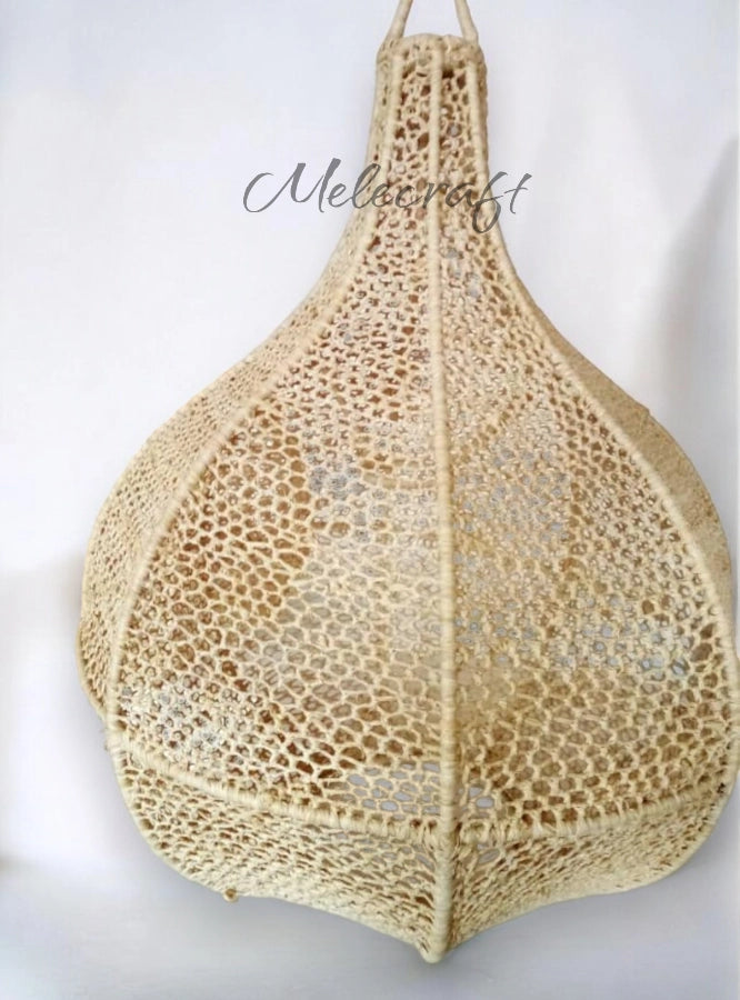 Marokkanische Raffia-Pendelleuchte — Boho-Rattan-Kronleuchter