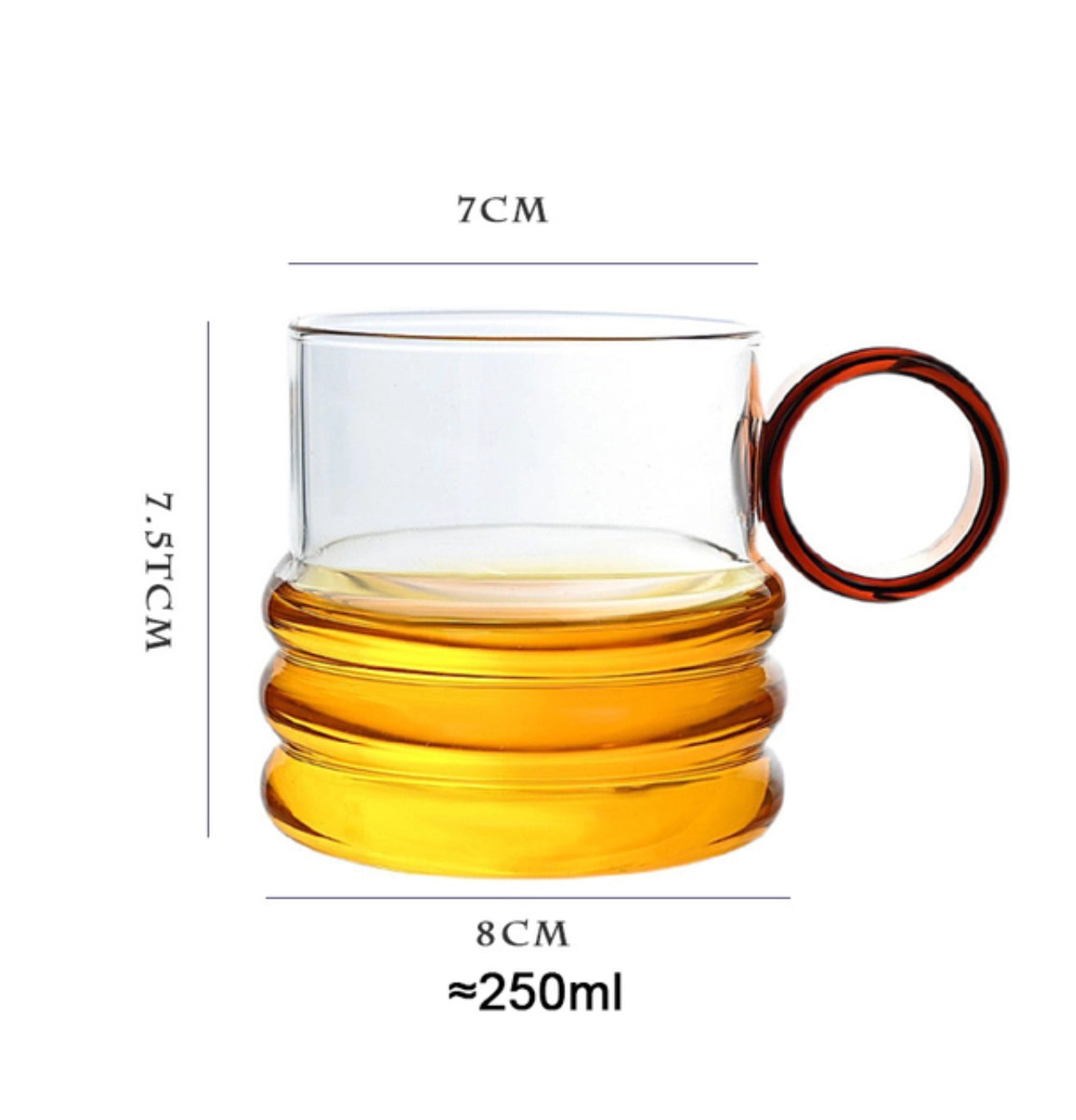 Ripple-Kaffeetasse mit buntem Griff/braun