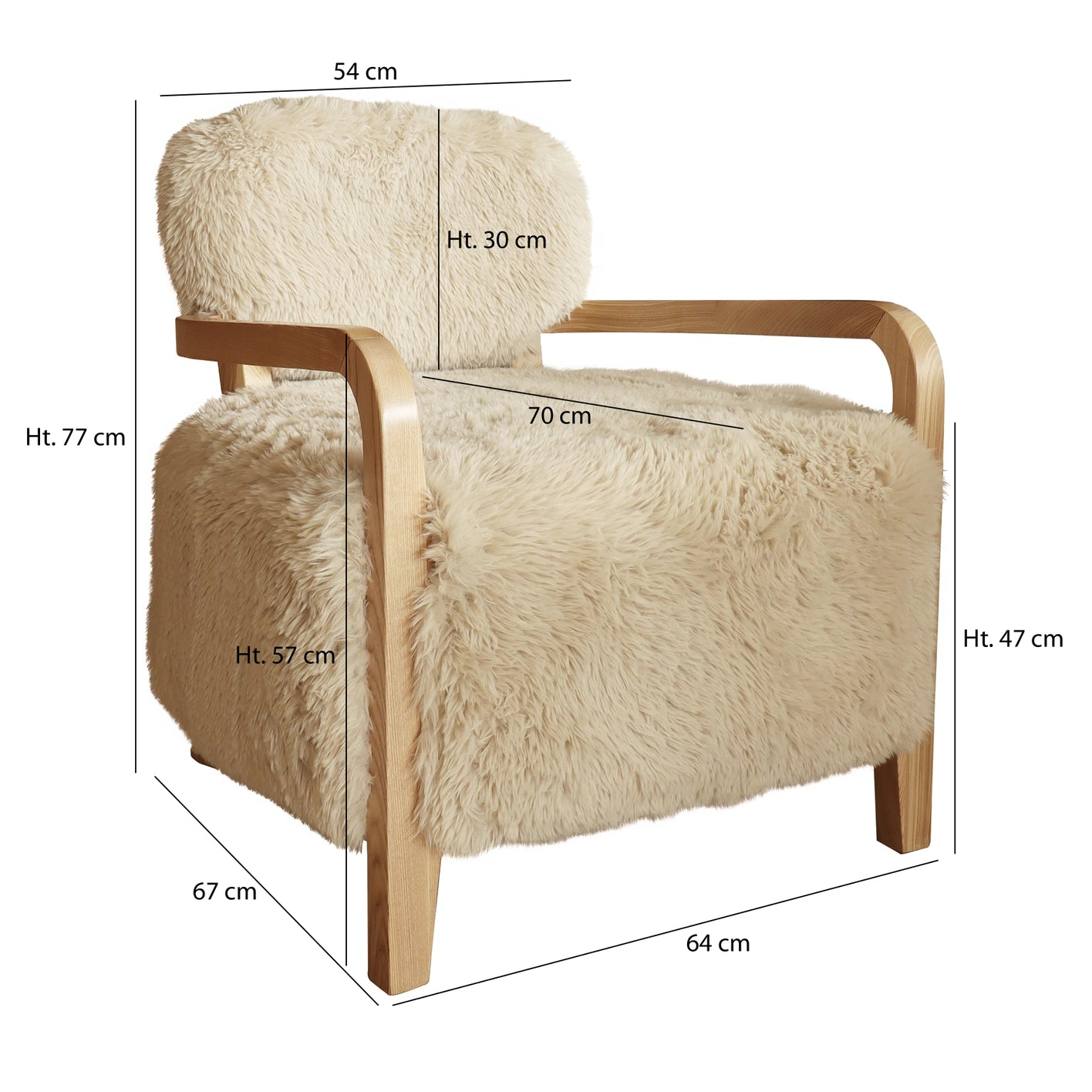 BEIGER SESSEL AUS STOFF MIT SCHAFSEFFEKT 71X79X77 CM YACK