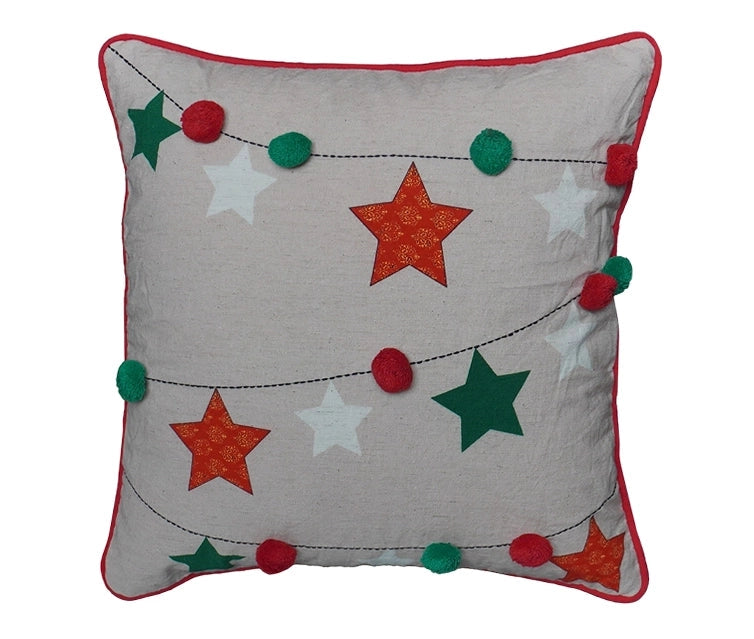Weihnachtskissen mit Sternen und Pompons in fröhlichen Farben – Urbane Hide