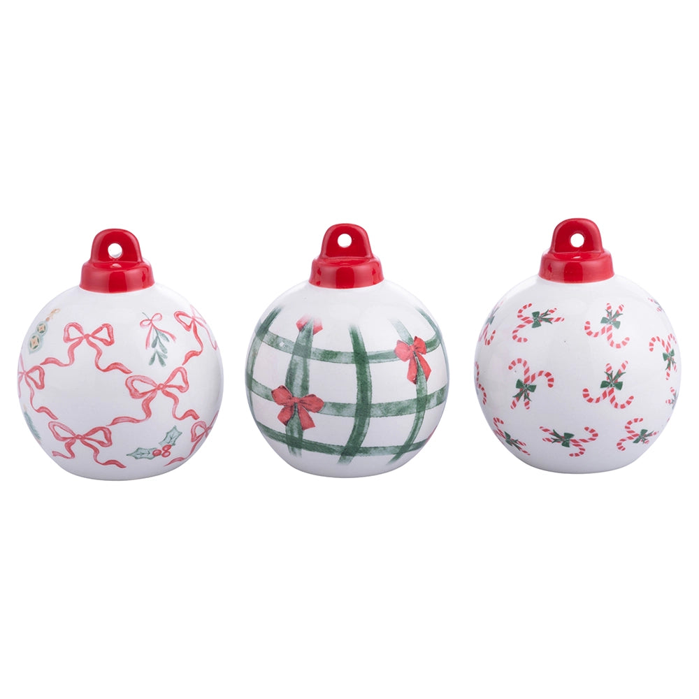 XMAS FLOCKEN KERAMIKKUGEL 3 SORTEN
