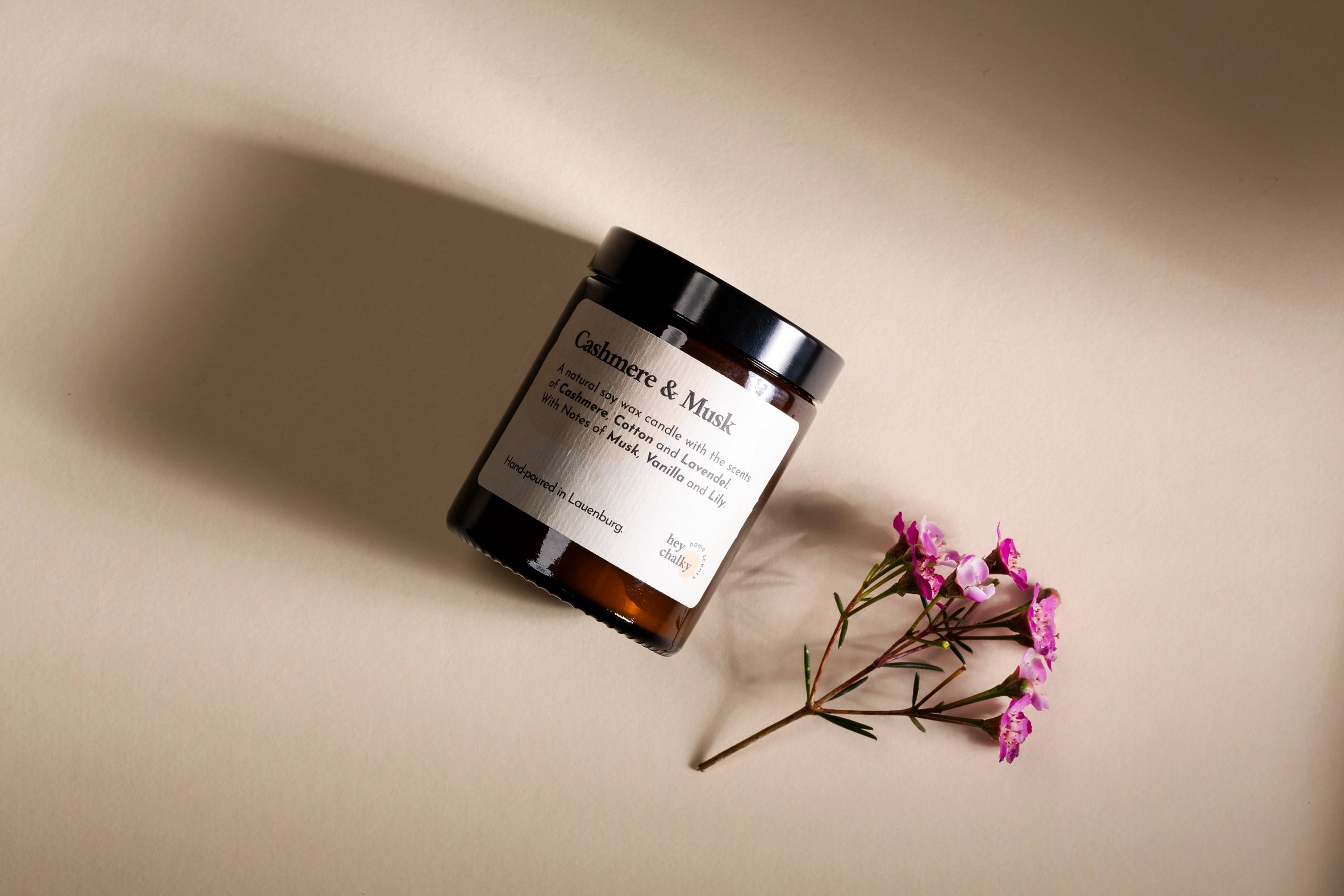 Cashmere & Musk Sojawachs-Kerze 155 g | Hergestellt in Deutschland | Handgefertigt