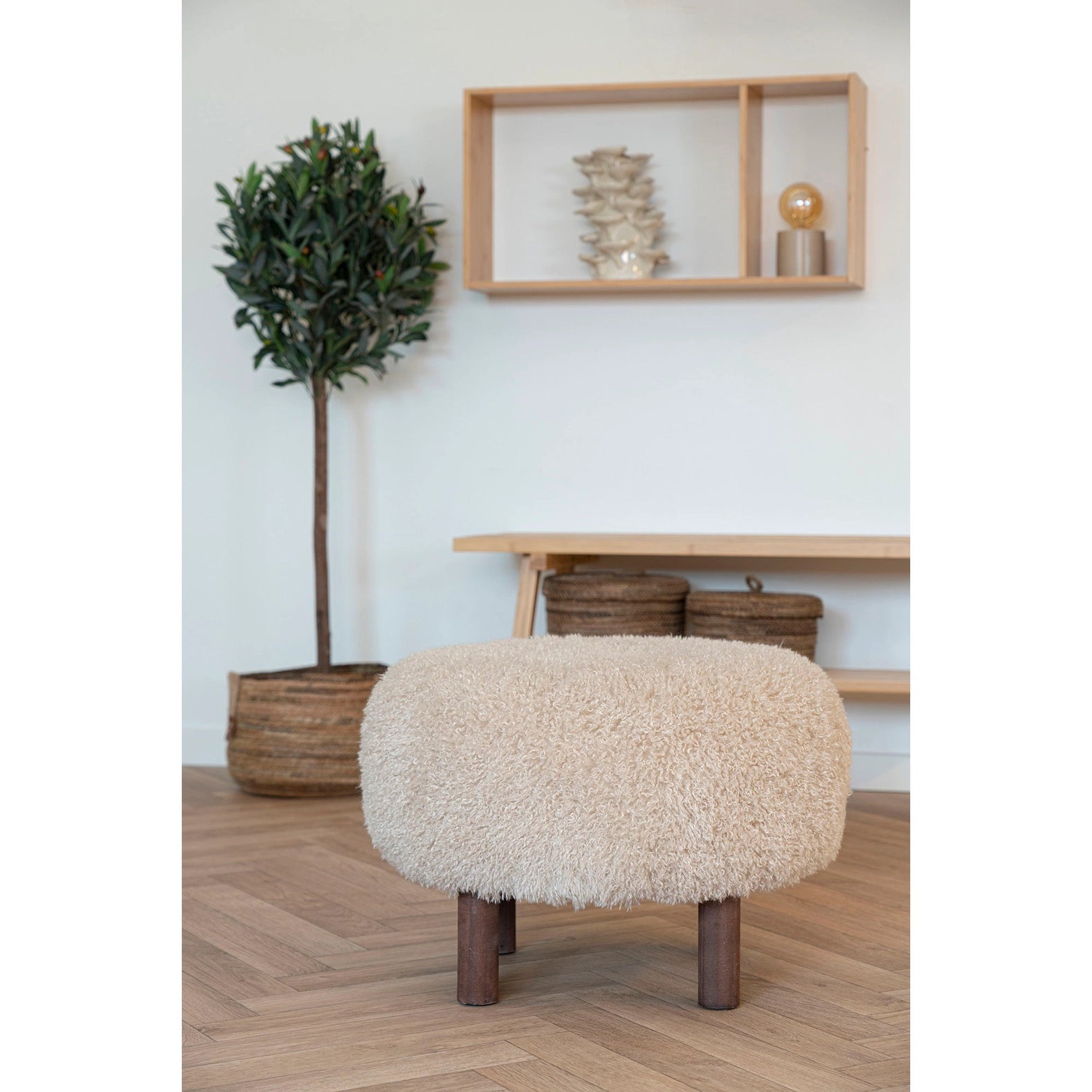Inverness - Pouf. Hellbraun ø50x33 cm