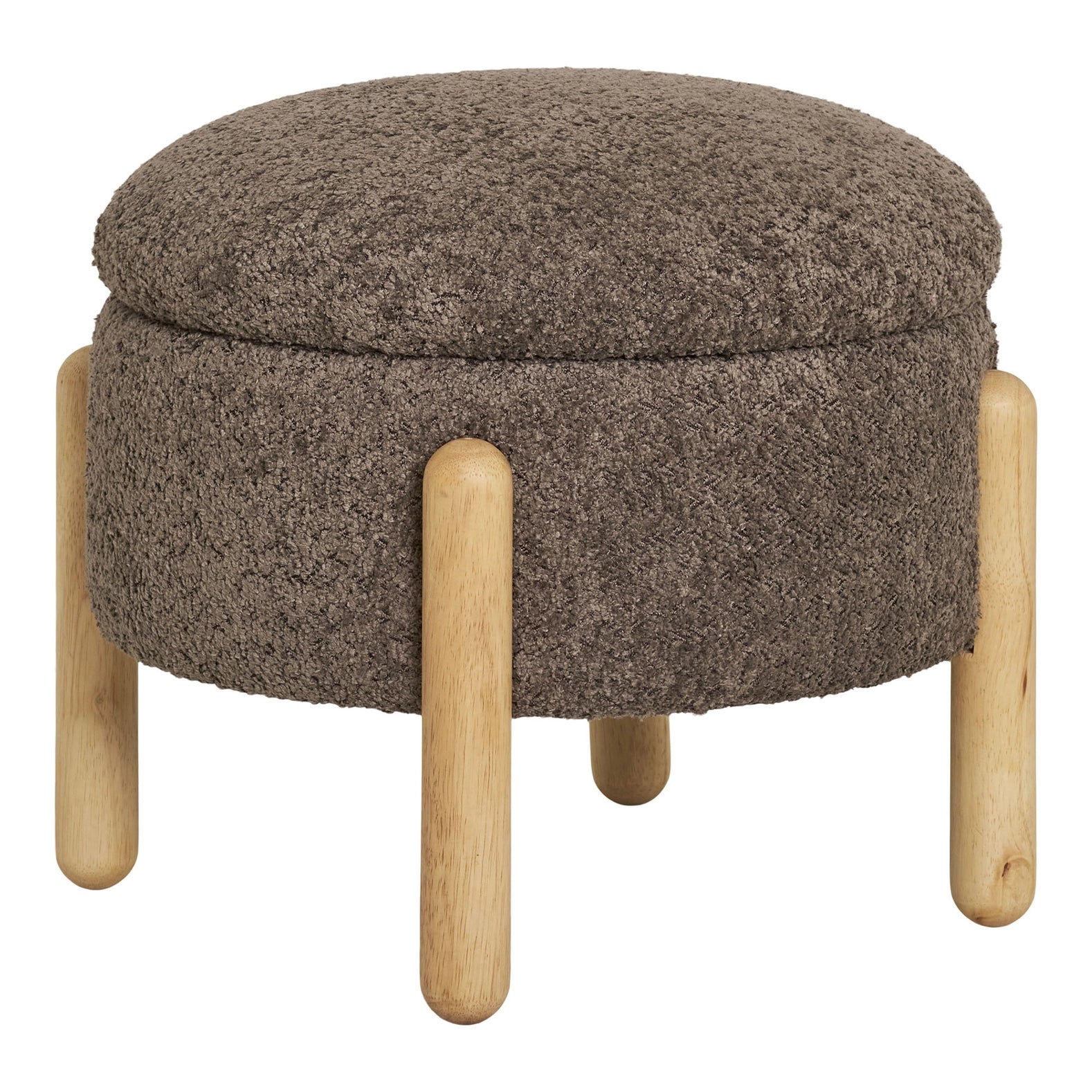 Medas - Pouf mit Stauraum. Bouclé. Braun/Natur