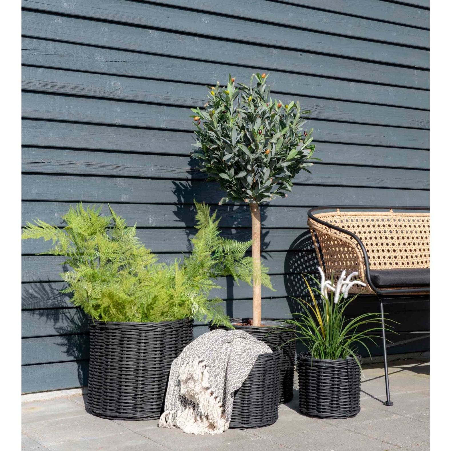 Cort Blanket - Decke, dunkelgrau, weiße Baumwolle, 130x160 cm