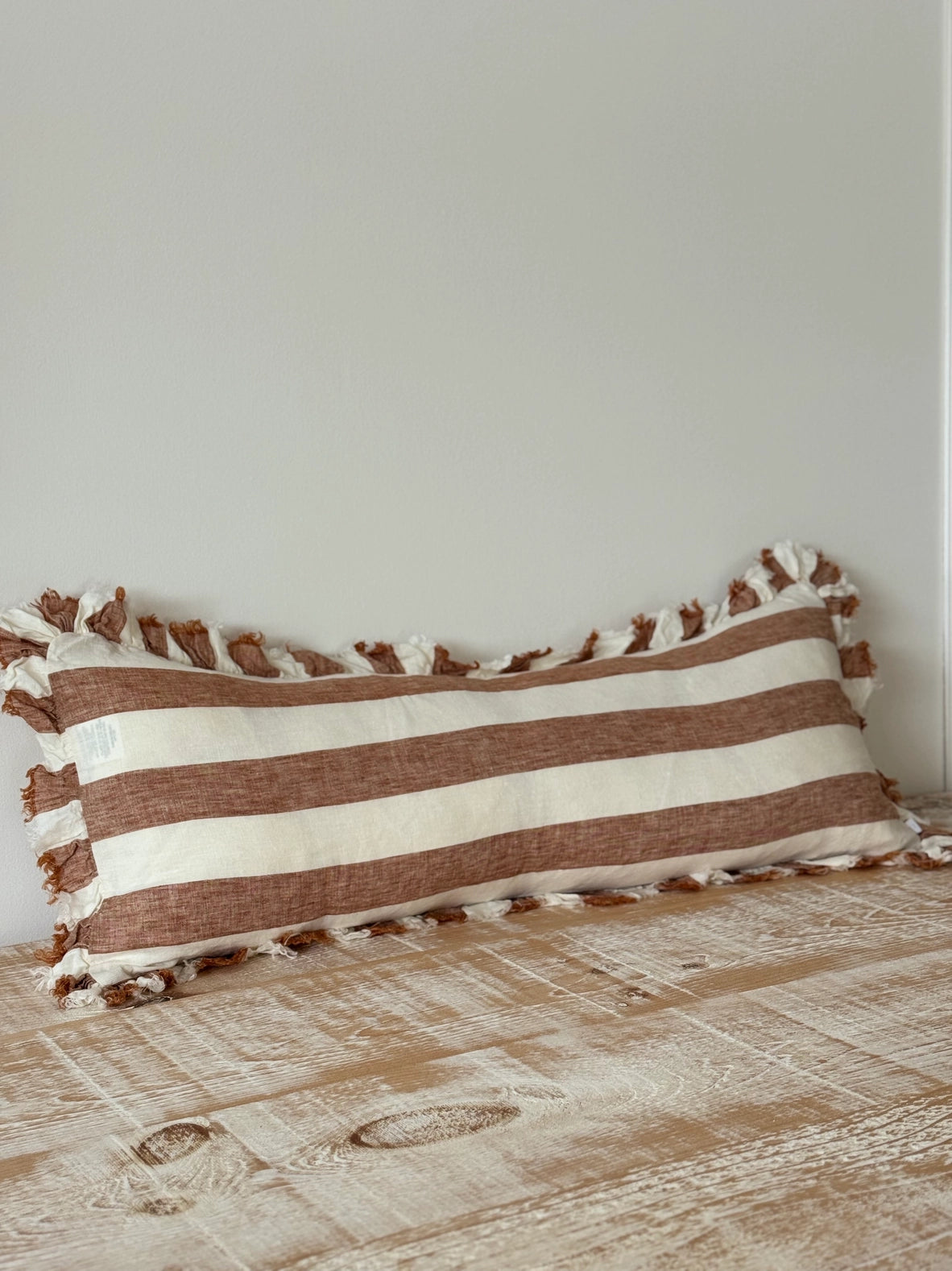 Hallie Bolster Leinenkissenbezug – Roststreifen 80x30