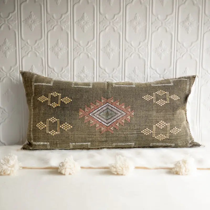 Marokkanischer Kaktusseiden-Kissenbezug – Handgefertigtes Sabra-Kissen