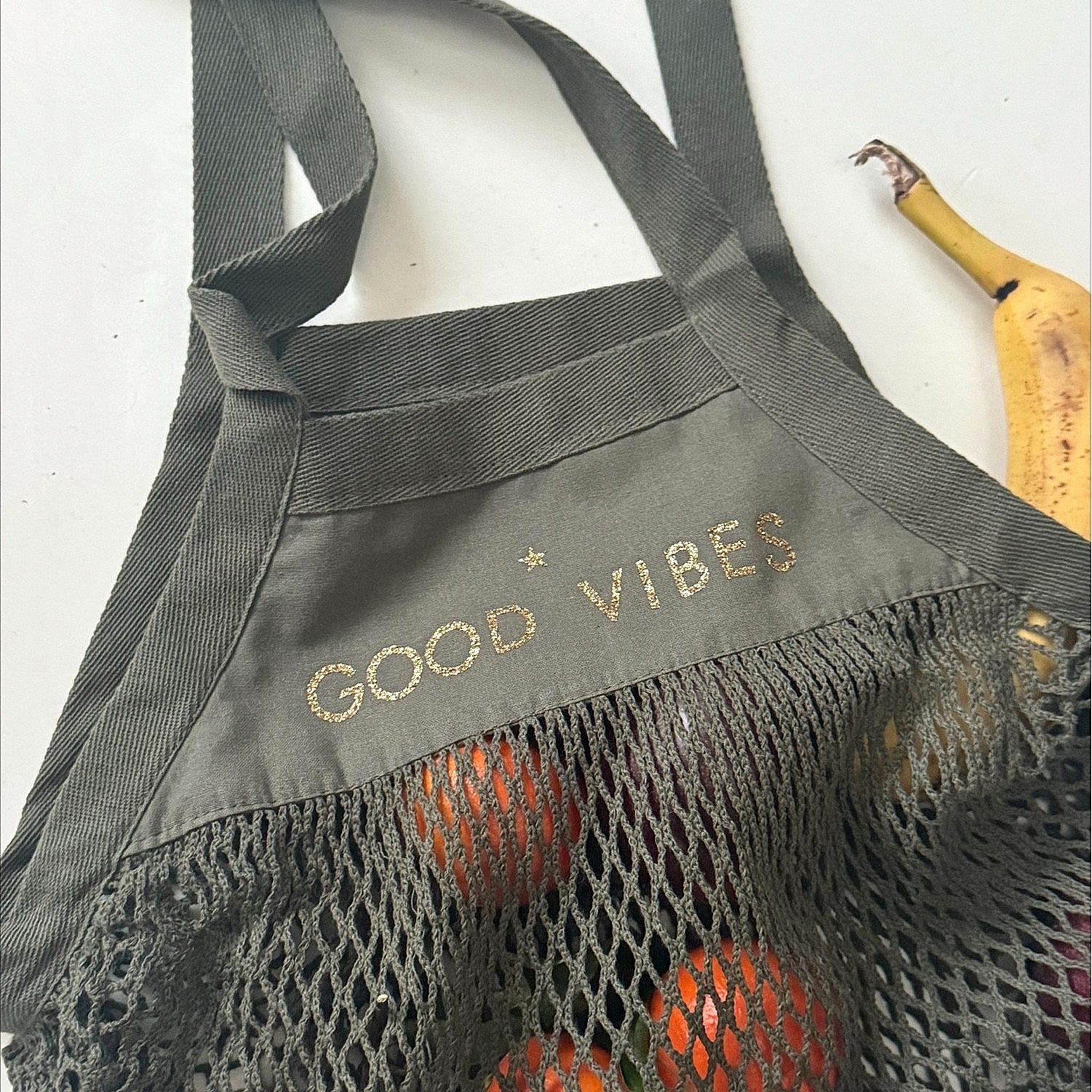 Netz-Einkaufsbeutel - Good Vibes - 4 Farben zur Auswahl