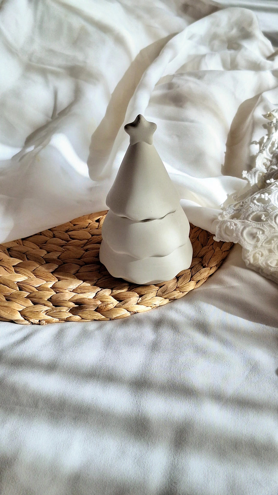 Sojawachskerze im Zementglas Weihnachtsbaum