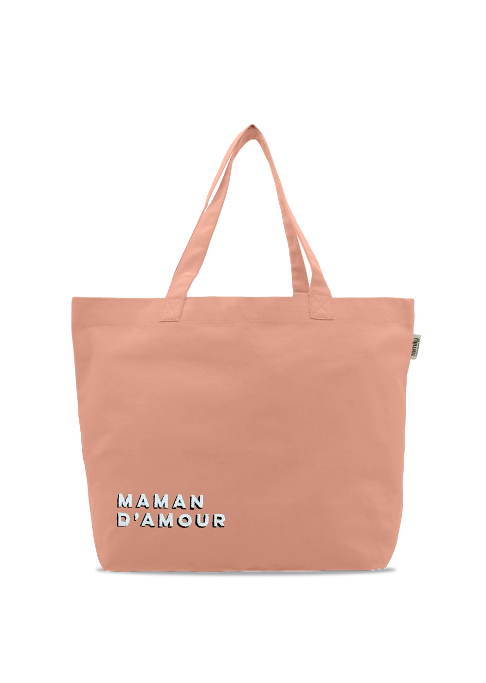 Bestickte Einkaufstasche LOVE MOM pink