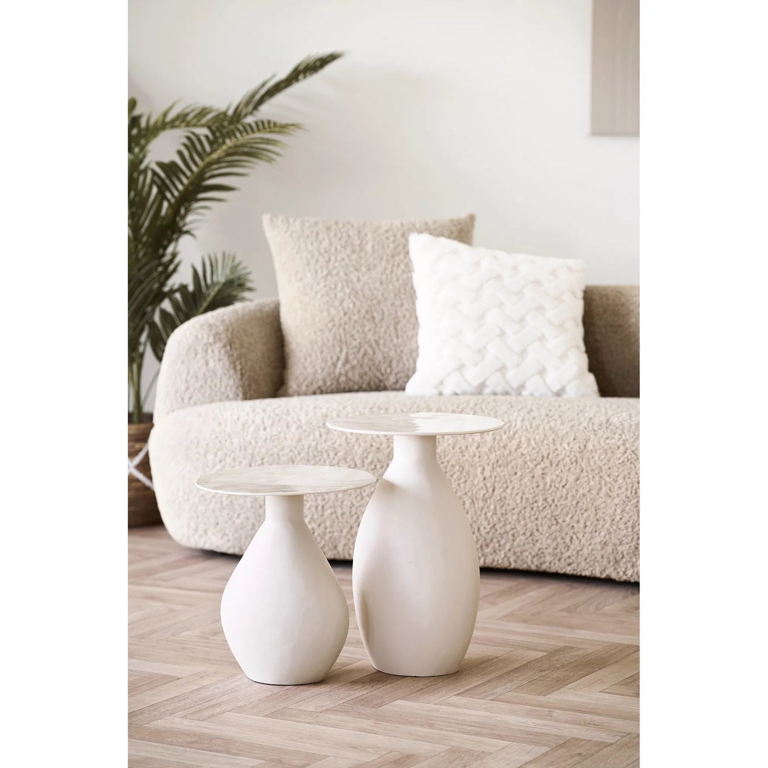 Calais Beistelltisch, Metall/Emaille, Off-White, ø36x40 cm