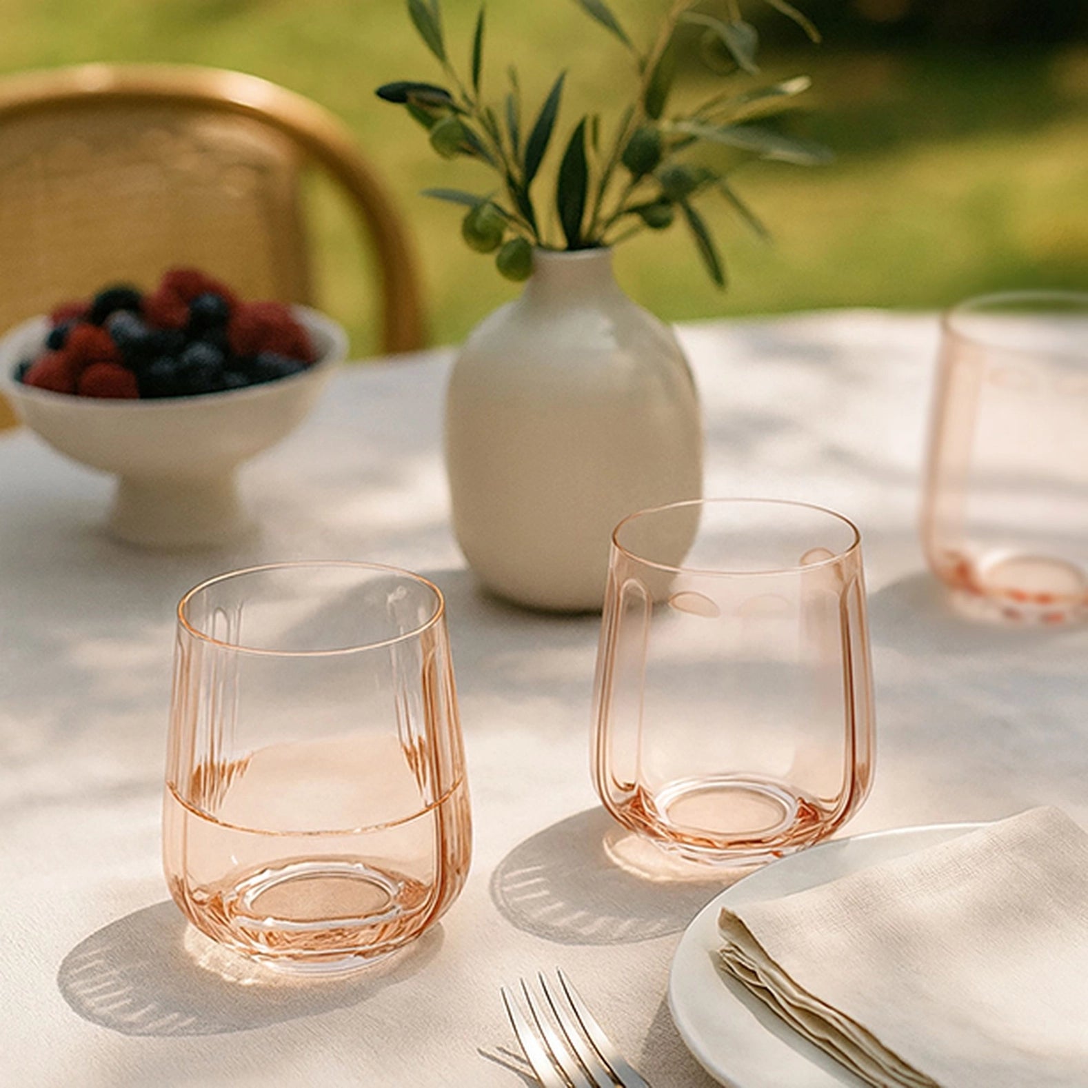 4er-Set Wassergläser 52,5 cl aus orangefarbenem Glas RIVIERA