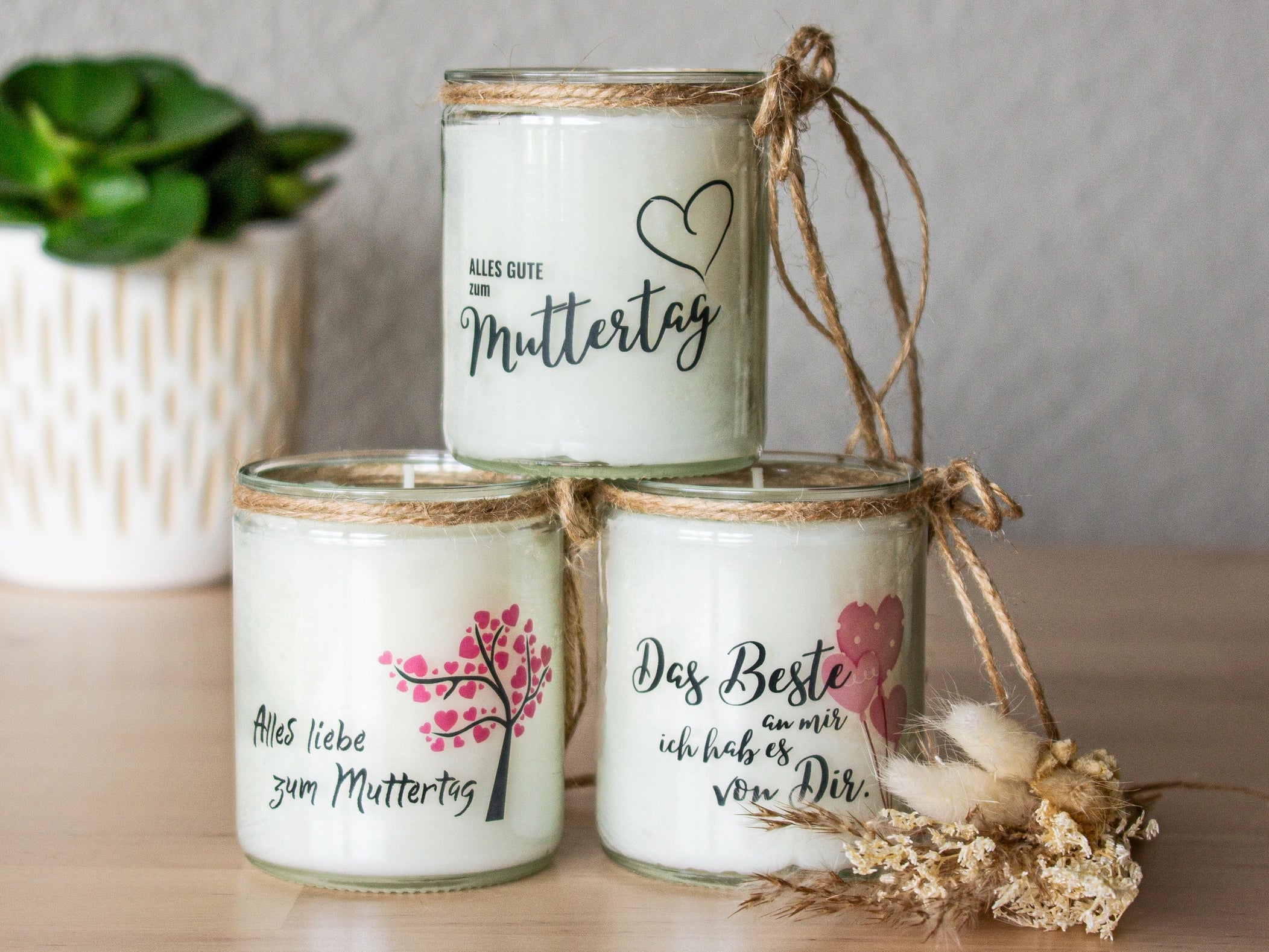 Kerze Muttertag - Alles liebe zum Muttertag - Unparfümiert