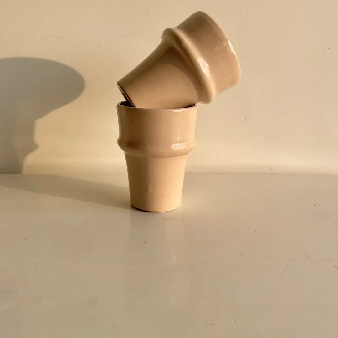 ☕ Beldi Marokkanischer Becher – Nude – Set aus 2 – Handgefertigte Keramik