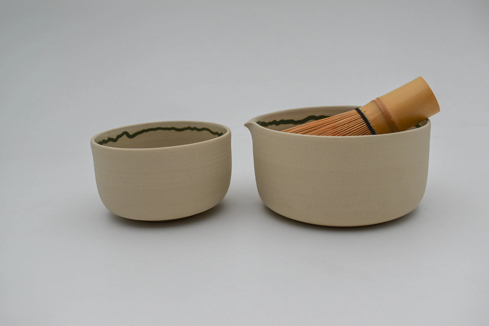 Matcha-Schalenset III Handgefertigtes Steingut-Keramik-Teetassenset