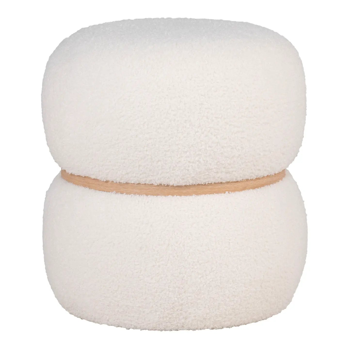 Milford Pouf aus Bouclé, Weiß, Ø 38 x 41 cm