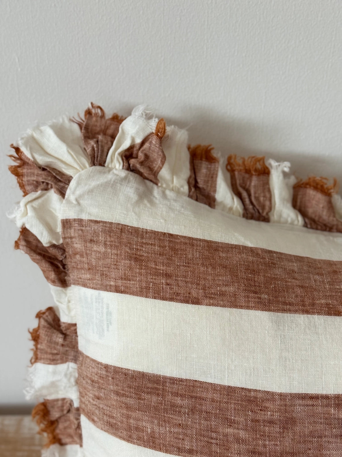 Hallie Bolster Leinenkissenbezug – Roststreifen 80x30