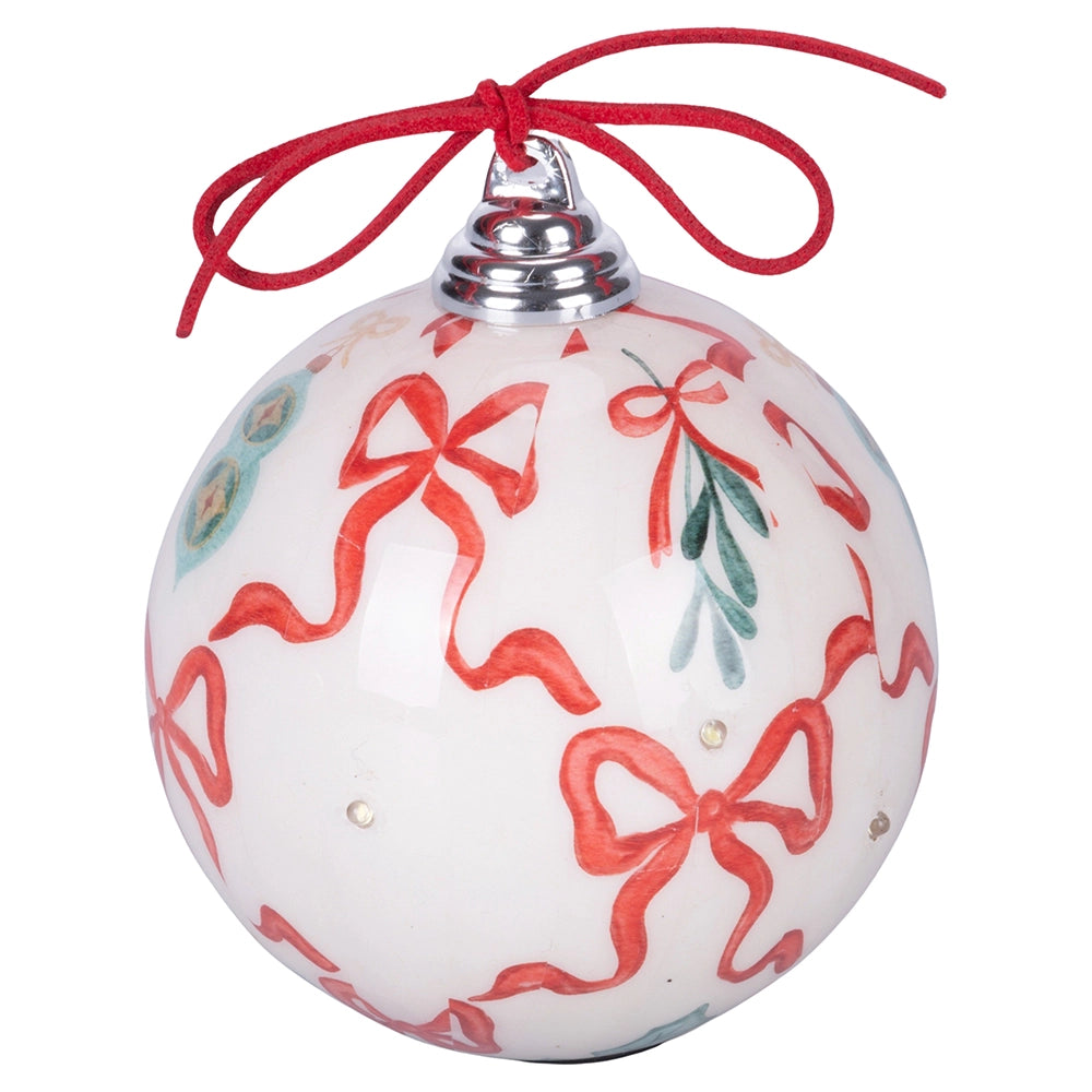 WEIHNACHTEN MIT SCHLEIFEN LED-KUGEL 4 SORTIERT