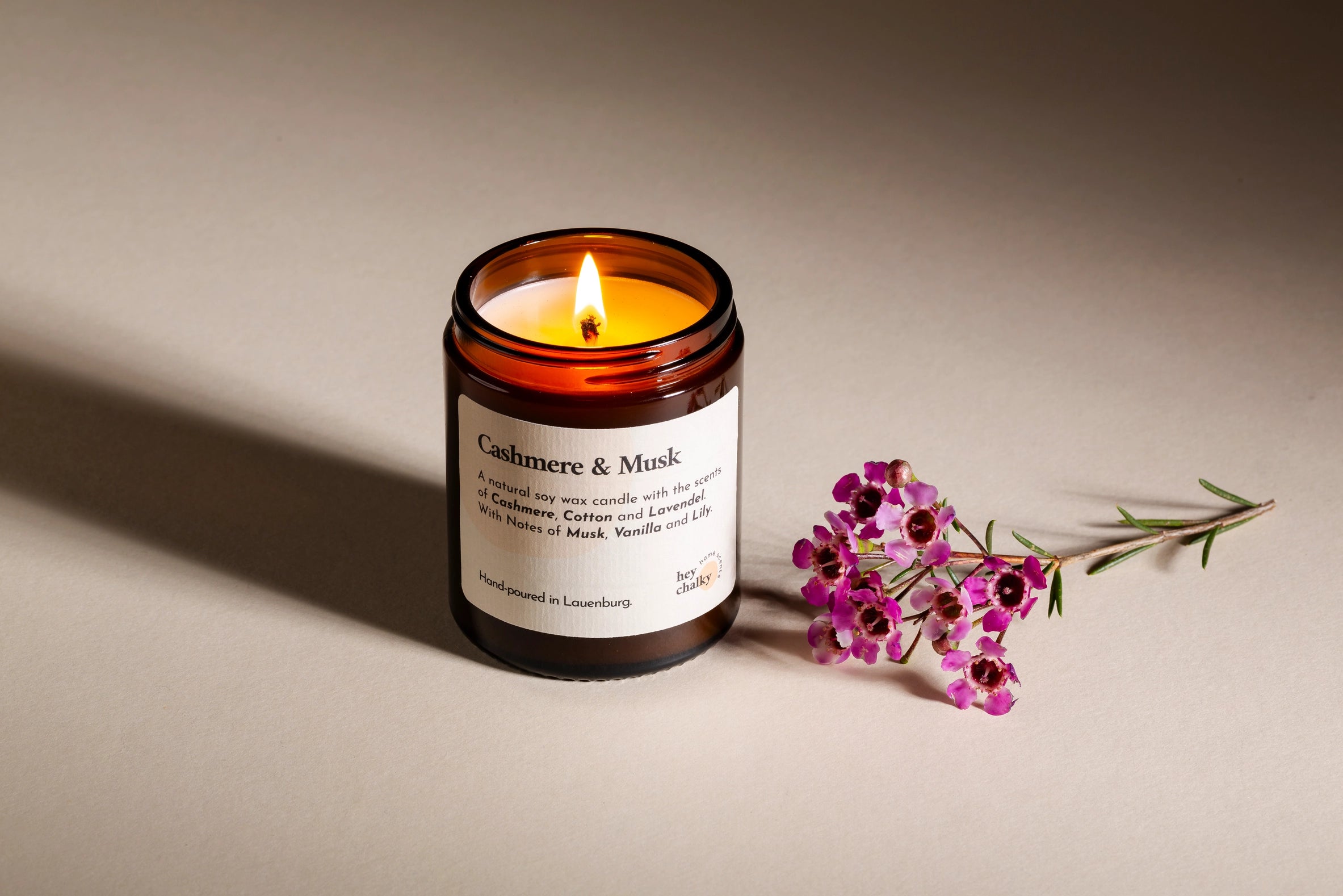 Cashmere & Musk Sojawachs-Kerze 155 g | Hergestellt in Deutschland | Handgefertigt