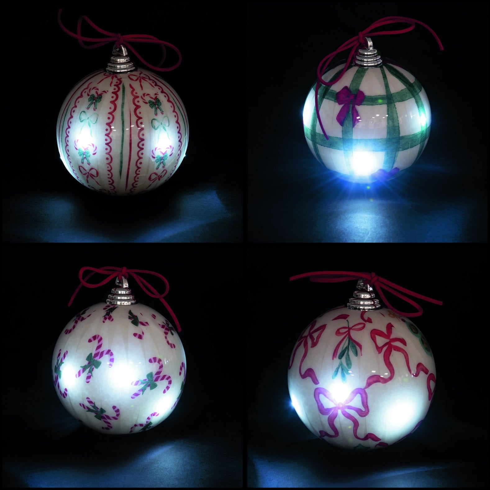 WEIHNACHTEN MIT SCHLEIFEN LED-KUGEL 4 SORTIERT