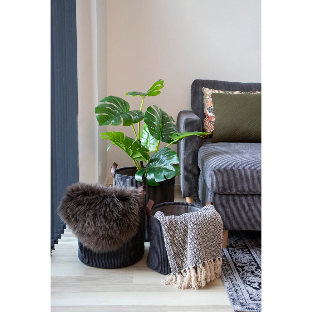 Cort Blanket - Decke, dunkelgrau, weiße Baumwolle, 130x160 cm