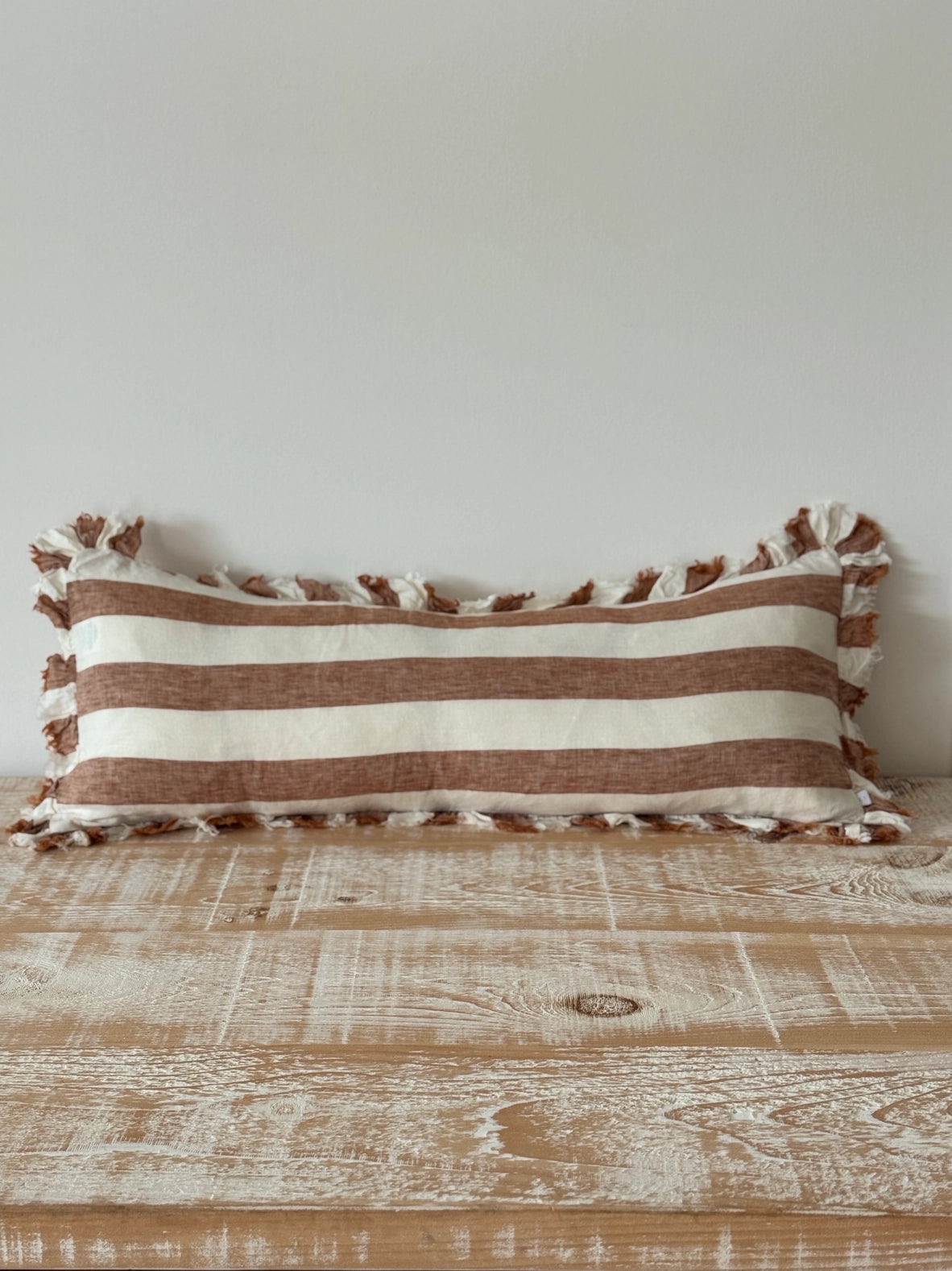 Hallie Bolster Leinenkissenbezug – Roststreifen 80x30