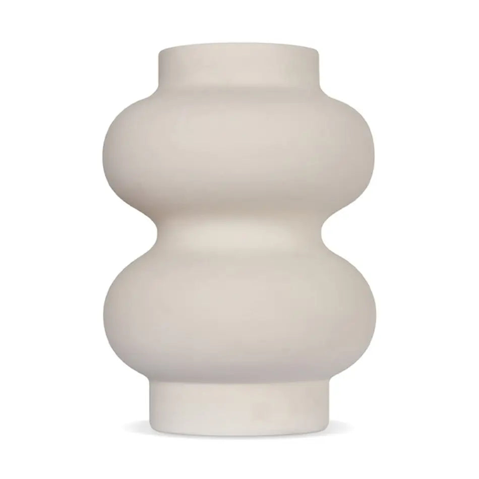Doppelvasen aus weißer Keramik, Ø 15 cm, H 20,2 cm
