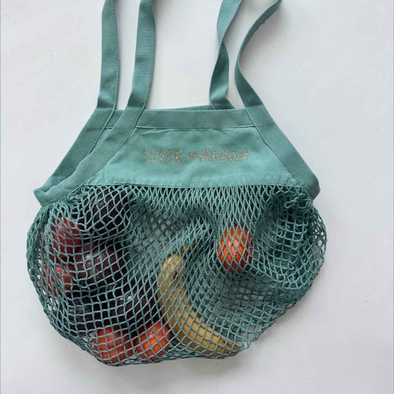 Netz-Einkaufsbeutel - Super Mama - 4 Farben zur Auswahl