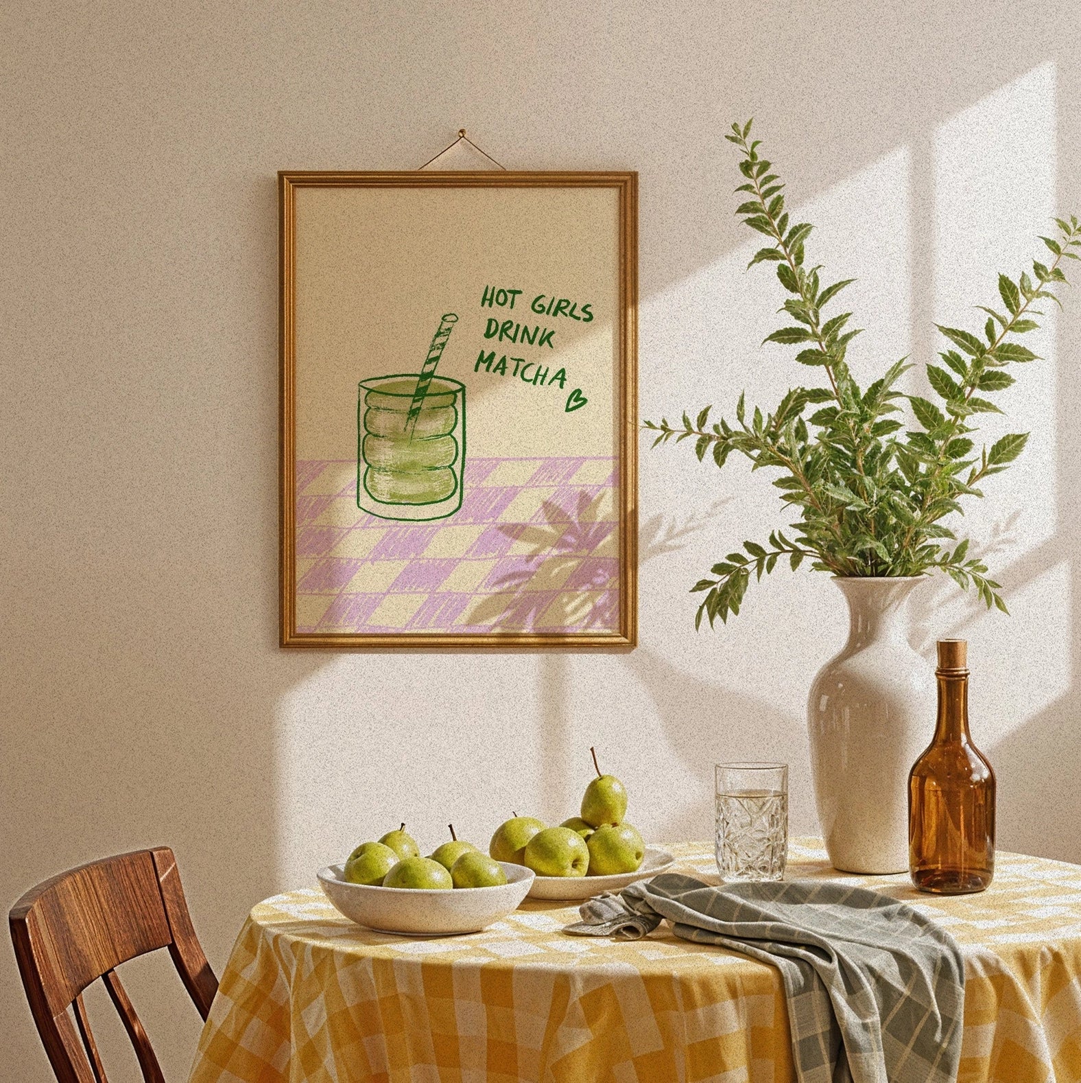 POSTER HOT GIRLS DRINK MATCHA